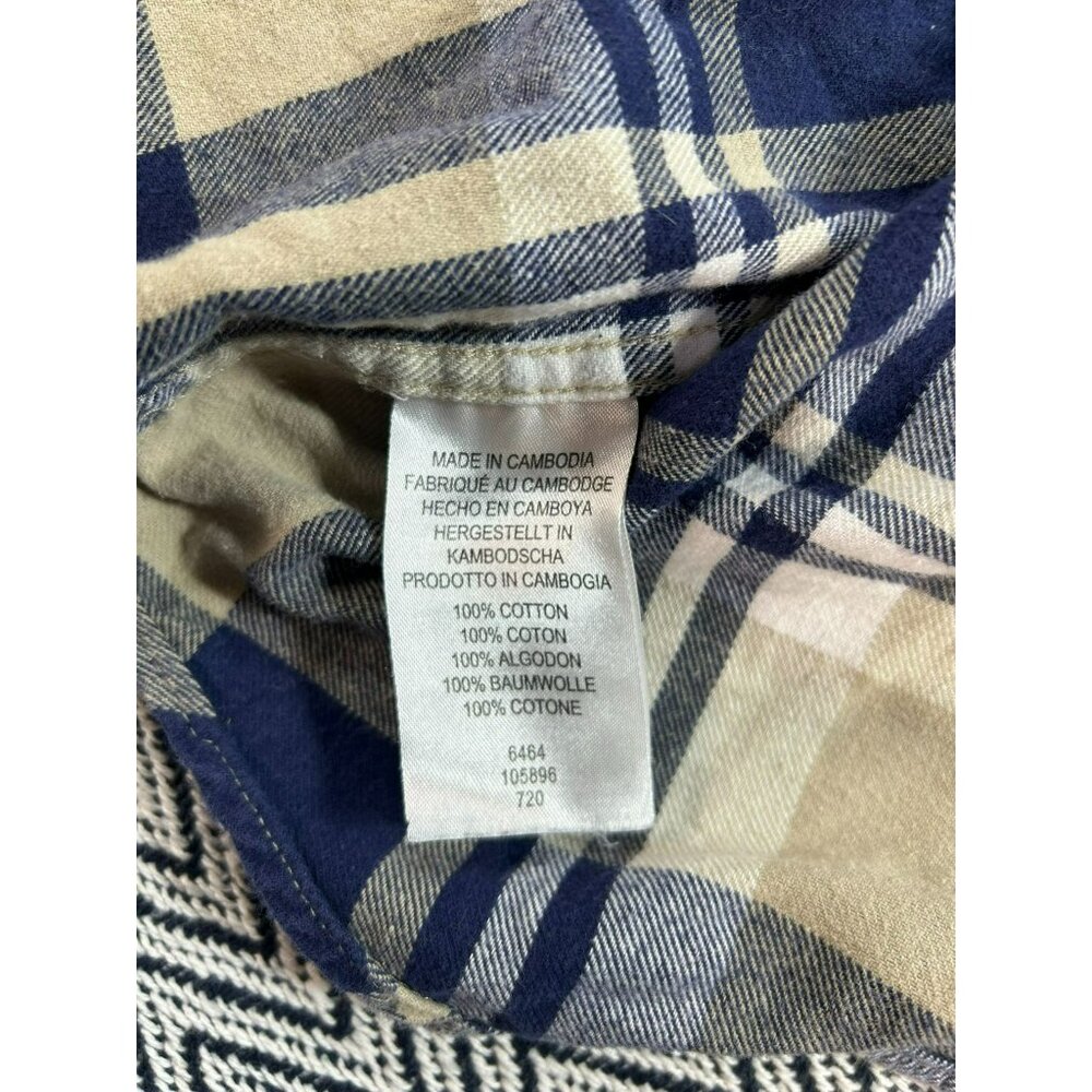 Legendary Whitetails Men's 2XT Plaid Flannel Shirt Corduroy Accents Beige & Blue - Picture 8 of 8